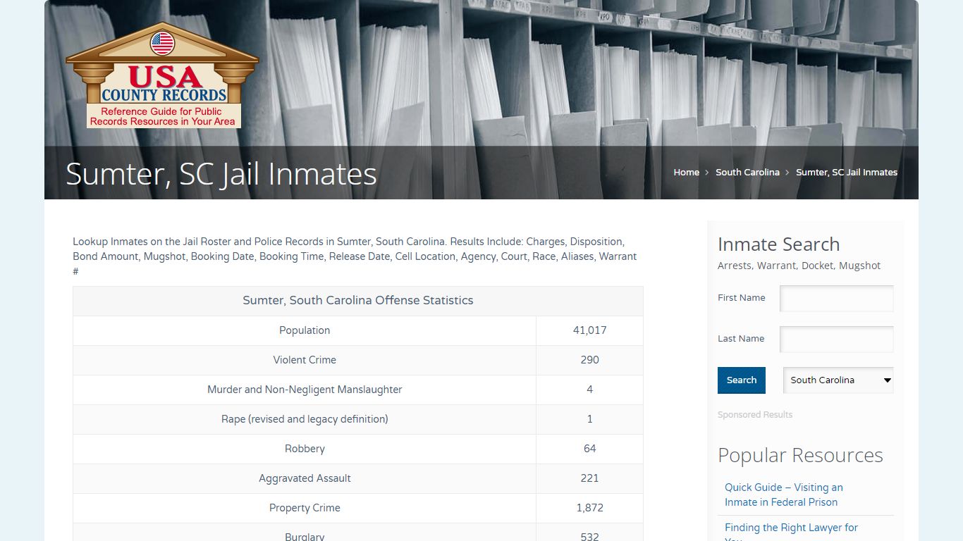 Sumter, SC Jail Inmates | Name Search